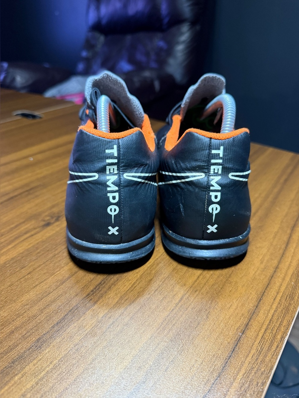 Nike TiempoX Black Orange Indoor Soccer Shoes